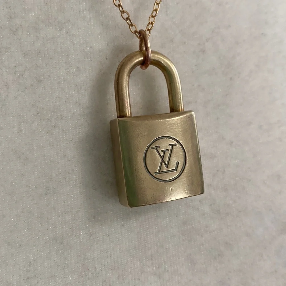 Louis Vuitton Lock Necklace Two Series #210 14K Gold Plated Chain